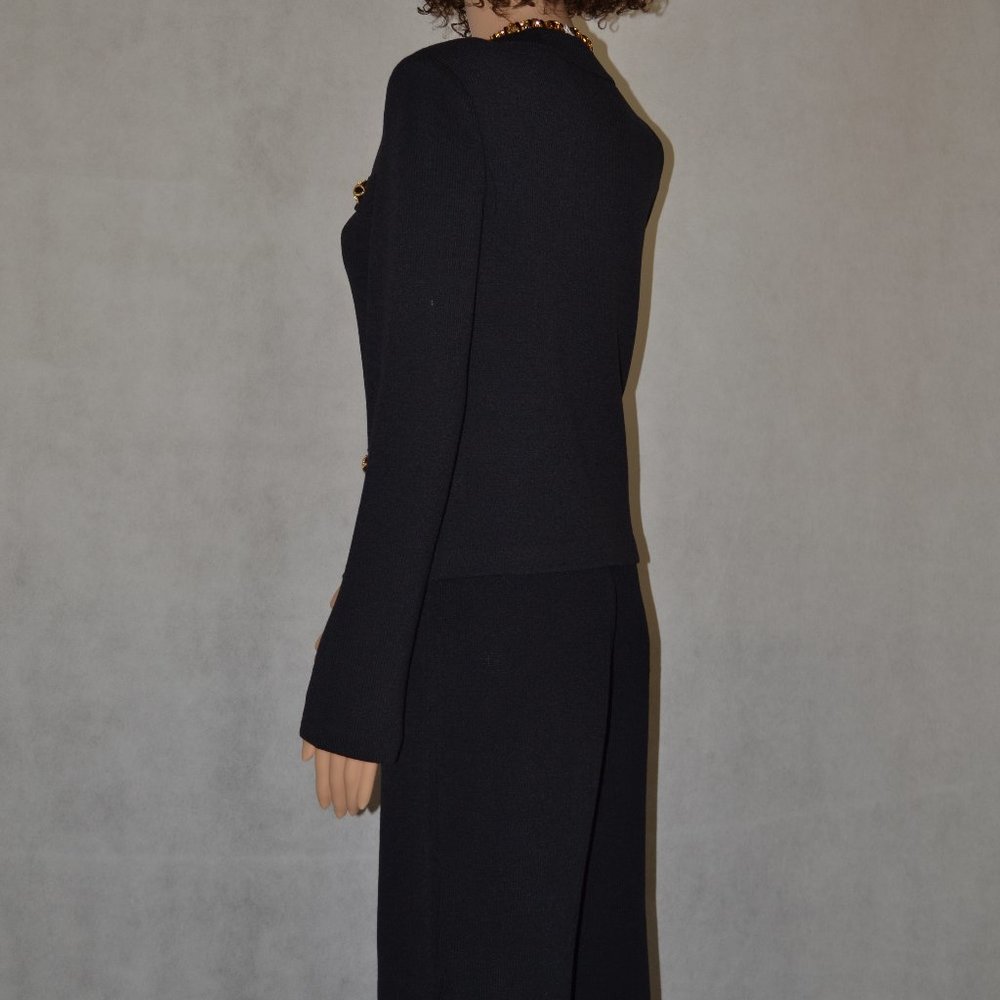 (FABULOUS) ST. JOHN COLLECTION BLACK FIVE BUTTON JACKET 4 & PANTS 2 Suit - Picture 6 of 12